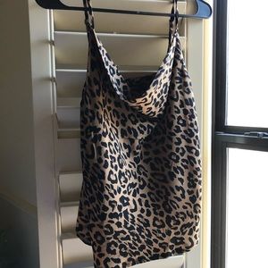 Leopard/animal print cowl neck top